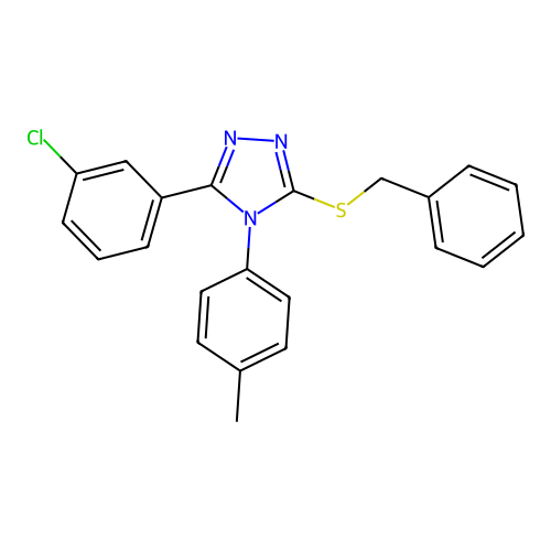 3-(benzylsulfanyl)-5-(3-chlorophenyl)-4-(4-methylphenyl)-4H-1,2,4-triazole structure