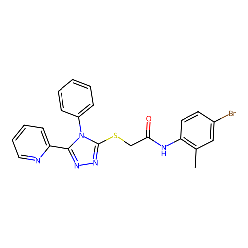 N-(4-bromo-2-methylphenyl)-2-{[4-phenyl-5-(pyridin-2-yl)-4H-1,2,4-triazol-3-yl]sulfanyl}acetamide structure
