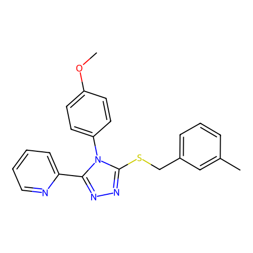 2-[4-(4-methoxyphenyl)-5-[(3-methylphenyl)methylsulfanyl]-1,2,4-triazol-3-yl]pyridine structure