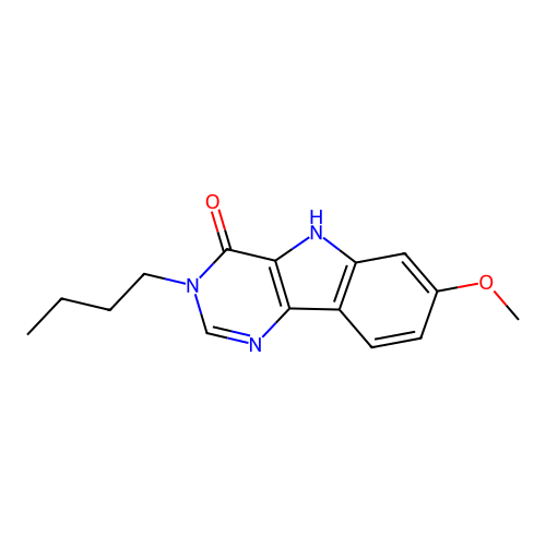 3-Butyl-7-methoxy-3,5-dihydro-pyrimido[5,4-b]indol-4-one structure