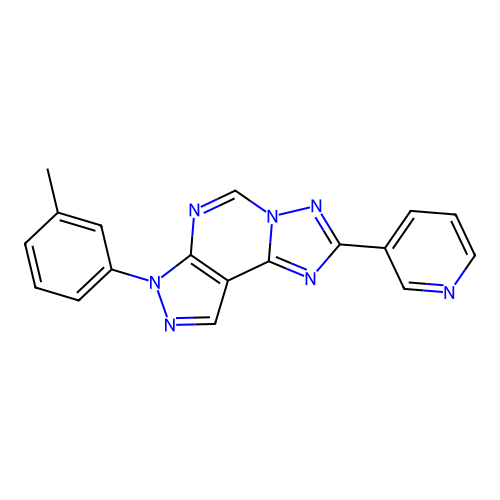 2-(pyridin-3-yl)-7-(m-tolyl)-7H-pyrazolo[4,3-e][1,2,4]triazolo[1,5-c]pyrimidine structure