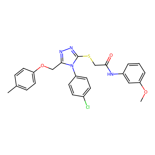 2-((4-(4-chlorophenyl)-5-((p-tolyloxy)methyl)-4H-1,2,4-triazol-3-yl)thio)-N-(3-methoxyphenyl)acetamide structure