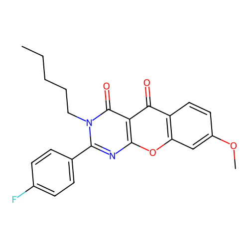 2-(4-fluorophenyl)-8-methoxy-3-pentyl-4H-chromeno[2,3-d]pyrimidine-4,5(3H)-dione structure