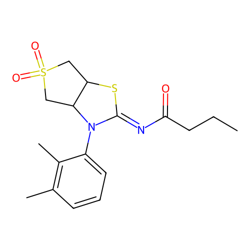 N-[(2Z)-3-(2,3-dimethylphenyl)-5,5-dioxidotetrahydrothieno[3,4-d][1,3]thiazol-2(3H)-ylidene]butanamide structure