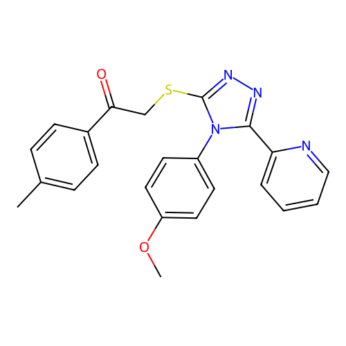 2-[[4-(4-methoxyphenyl)-5-pyridin-2-yl-1,2,4-triazol-3-yl]sulfanyl]-1-(4-methylphenyl)ethanone structure
