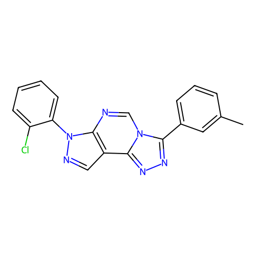 7-(2-chlorophenyl)-3-(m-tolyl)-7H-pyrazolo[4,3-e][1,2,4]triazolo[4,3-c]pyrimidine structure