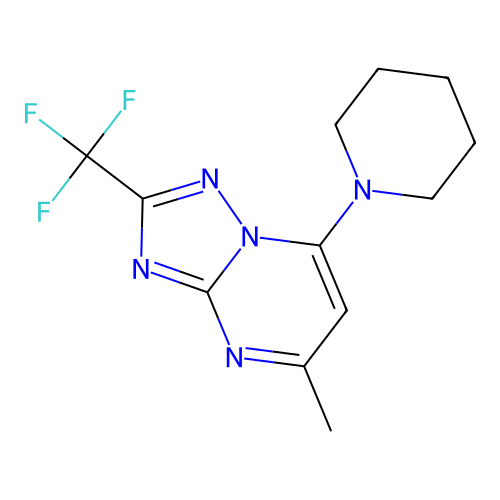5-Methyl-7-(piperidin-1-yl)-2-(trifluoromethyl)[1,2,4]triazolo[1,5-a]pyrimidine structure