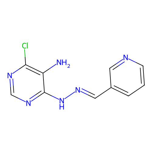 4-chloro-6-[(2E)-2-(pyridin-3-ylmethylidene)hydrazinyl]pyrimidin-5-amine structure