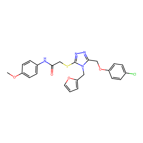 2-((5-((4-chlorophenoxy)methyl)-4-(furan-2-ylmethyl)-4H-1,2,4-triazol-3-yl)thio)-N-(4-methoxyphenyl)acetamide structure