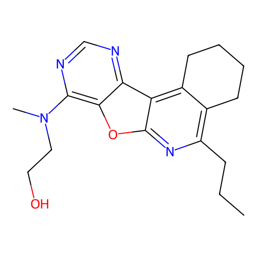 2-(methyl(5-propyl-1,2,3,4-tetrahydropyrimido[4',5':4,5]furo[2,3-c]isoquinolin-8-yl)amino)ethanol structure