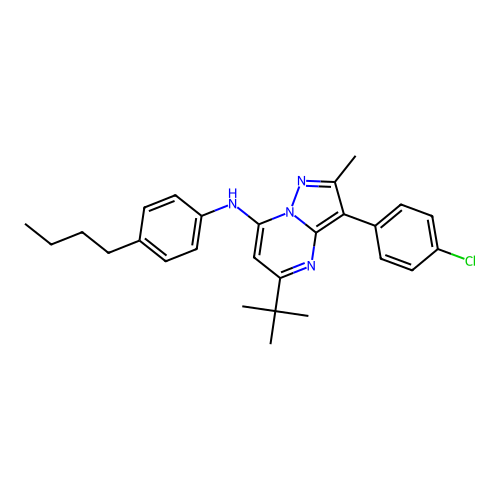 5-tert-butyl-N-(4-butylphenyl)-3-(4-chlorophenyl)-2-methylpyrazolo[1,5-a]pyrimidin-7-amine structure