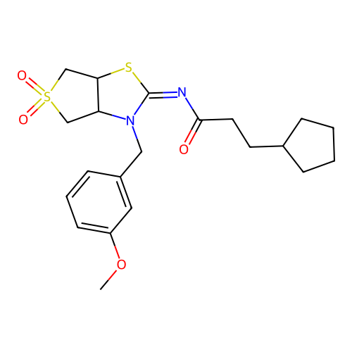 (Z)-3-cyclopentyl-N-(3-(3-methoxybenzyl)-5,5-dioxidotetrahydrothieno[3,4-d]thiazol-2(3H)-ylidene)propanamide structure