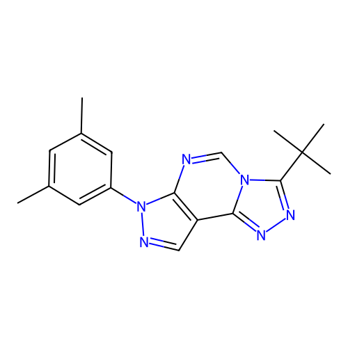 3-tert-butyl-7-(3,5-dimethylphenyl)-7H-pyrazolo[4,3-e][1,2,4]triazolo[4,3-c]pyrimidine structure