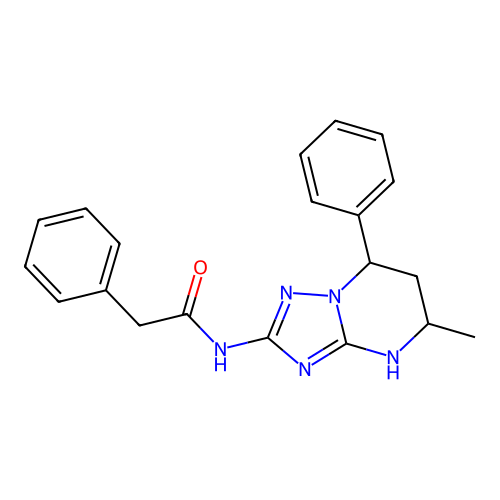 N-(5-methyl-7-phenyl-1,5,6,7-tetrahydro-[1,2,4]triazolo[1,5-a]pyrimidin-2-yl)-2-phenylacetamide structure