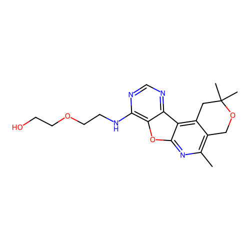 2-(2-((2,2,5-trimethyl-2,4-dihydro-1H-pyrano[4'',3'':4',5']pyrido[3',2':4,5]furo[3,2-d]pyrimidin-8-yl)amino)ethoxy)ethanol structure