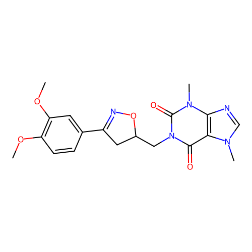1-{[3-(3,4-dimethoxyphenyl)-4,5-dihydro-1,2-oxazol-5-yl]methyl}-3,7-dimethyl-3,7-dihydro-1H-purine-2,6-dione structure