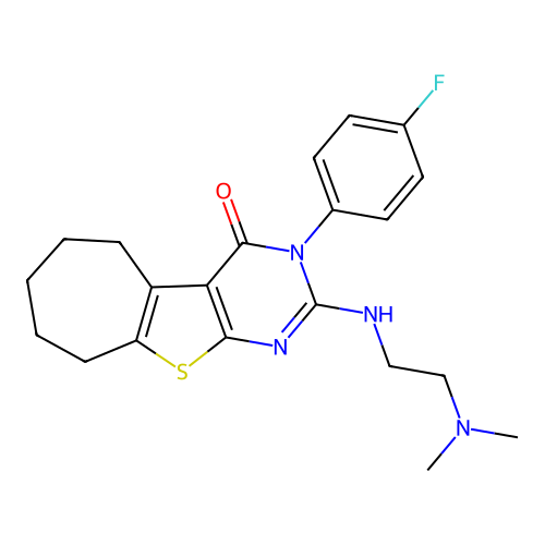 2-((2-(dimethylamino)ethyl)amino)-3-(4-fluorophenyl)-6,7,8,9-tetrahydro-3H-cyclohepta[4,5]thieno[2,3-d]pyrimidin-4(5H)-one structure