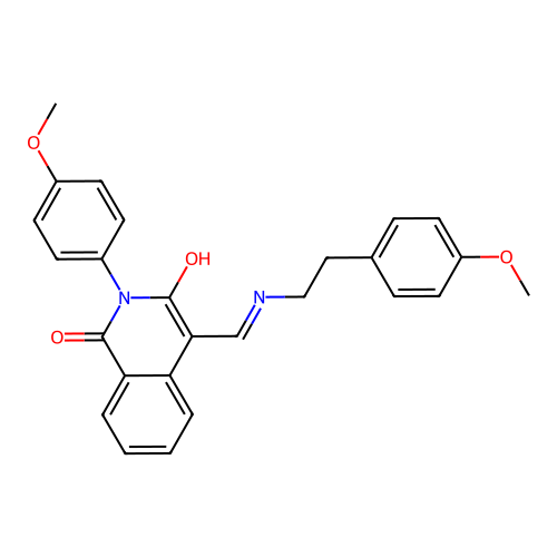 2-(4-methoxyphenyl)-4-[[2-(4-methoxyphenyl)ethylamino]methylidene]isoquinoline-1,3-dione structure