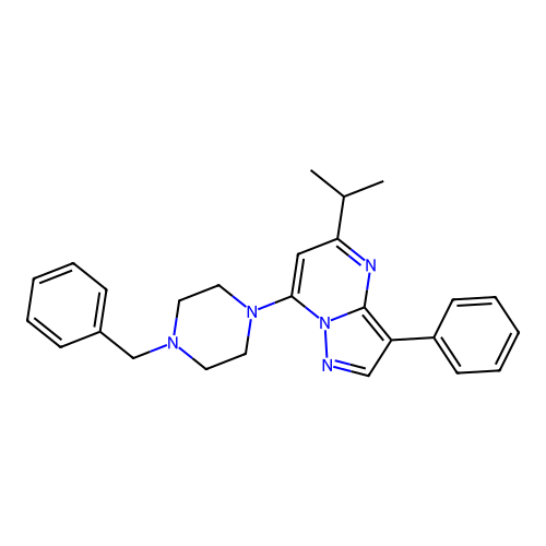 7-(4-Benzylpiperazin-1-yl)-5-isopropyl-3-phenylpyrazolo[1,5-a]pyrimidine structure