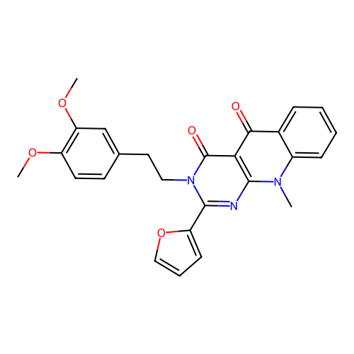 3-(3,4-dimethoxyphenethyl)-2-(furan-2-yl)-10-methylpyrimido[4,5-b]quinoline-4,5(3H,10H)-dione structure