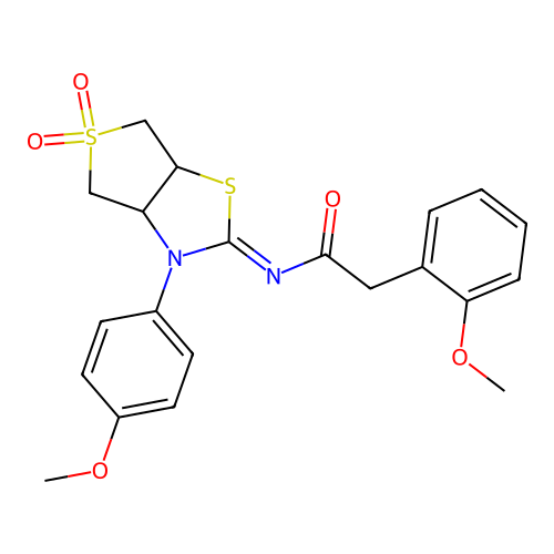 2-(2-methoxyphenyl)-N-[(2E)-3-(4-methoxyphenyl)-5,5-dioxidotetrahydrothieno[3,4-d][1,3]thiazol-2(3H)-ylidene]acetamide structure