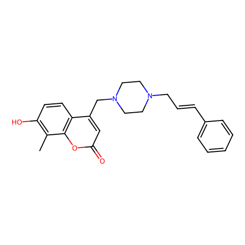 (E)-4-((4-cinnamylpiperazin-1-yl)methyl)-7-hydroxy-8-methyl-2H-chromen-2-one structure