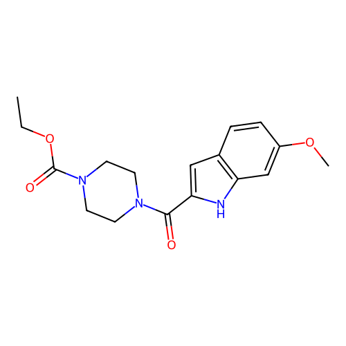 ethyl 4-(6-methoxy-1H-indole-2-carbonyl)piperazine-1-carboxylate structure