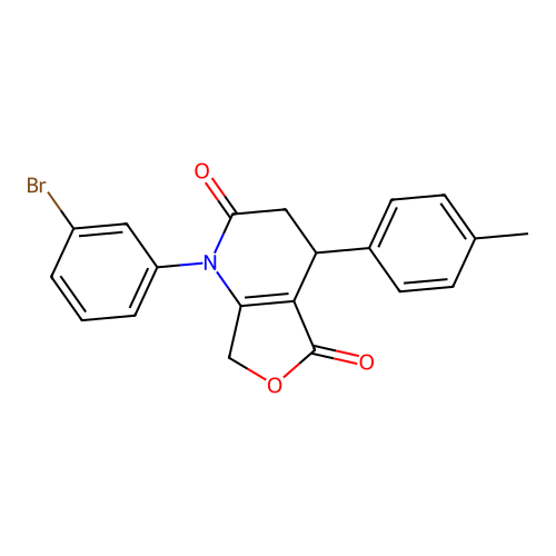 1-(3-bromophenyl)-4-(4-methylphenyl)-4,7-dihydro-3H-furo[3,4-b]pyridine-2,5-dione structure