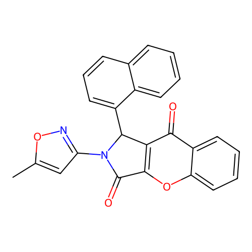 2-(5-methyl-1,2-oxazol-3-yl)-1-(naphthalen-1-yl)-1,2-dihydrochromeno[2,3-c]pyrrole-3,9-dione structure