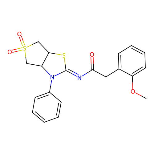 N-[(2E)-5,5-dioxido-3-phenyltetrahydrothieno[3,4-d][1,3]thiazol-2(3H)-ylidene]-2-(2-methoxyphenyl)acetamide structure
