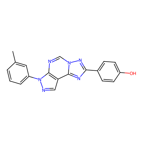 4-(7-(m-tolyl)-7H-pyrazolo[4,3-e][1,2,4]triazolo[1,5-c]pyrimidin-2-yl)phenol structure