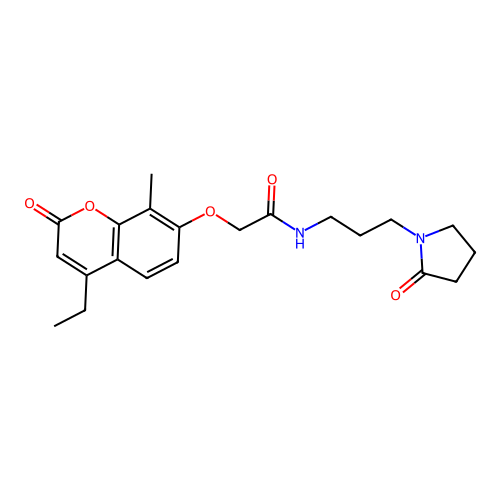 2-(4-ethyl-8-methyl-2-oxochromen-7-yl)oxy-N-[3-(2-oxopyrrolidin-1-yl)propyl]acetamide structure