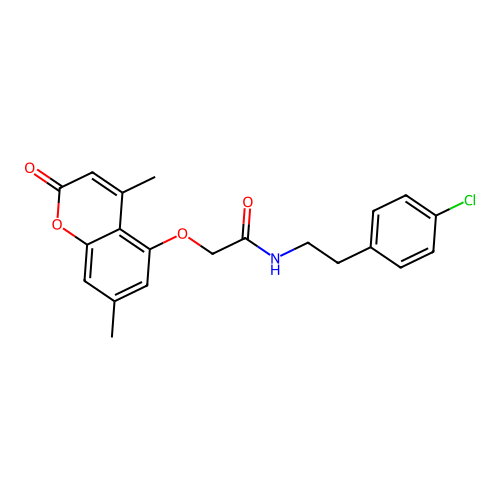 N-[2-(4-chlorophenyl)ethyl]-2-[(4,7-dimethyl-2-oxo-2H-chromen-5-yl)oxy]acetamide structure