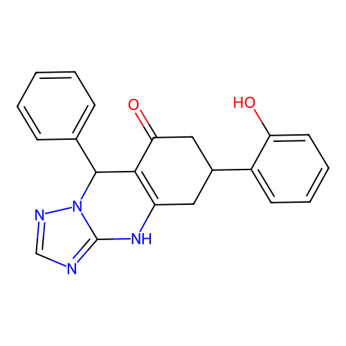 6-(2-hydroxyphenyl)-9-phenyl-5,6,7,9-tetrahydro[1,2,4]triazolo[5,1-b]quinazolin-8-ol structure