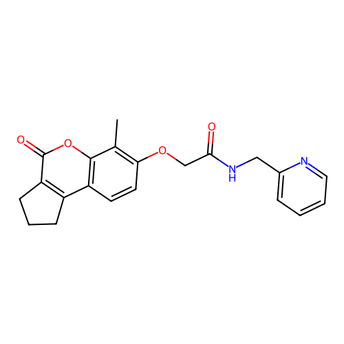 2-((6-methyl-4-oxo-1,2,3,4-tetrahydrocyclopenta[c]chromen-7-yl)oxy)-N-(pyridin-2-ylmethyl)acetamide structure
