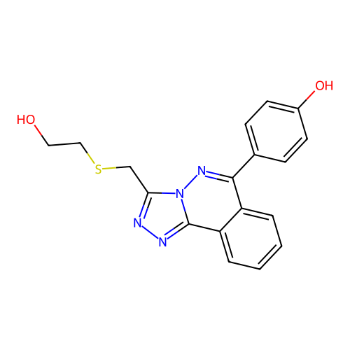 4-(3-(((2-hydroxyethyl)thio)methyl)-[1,2,4]triazolo[3,4-a]phthalazin-6-yl)phenol structure
