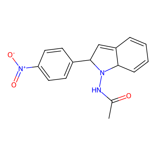 N-(2-(4-nitrophenyl)-2,7a-dihydro-1H-indol-1-yl)acetamide structure