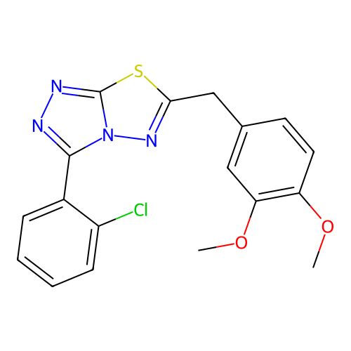 3-(2-chlorophenyl)-6-(3,4-dimethoxybenzyl)[1,2,4]triazolo[3,4-b][1,3,4]thiadiazole structure