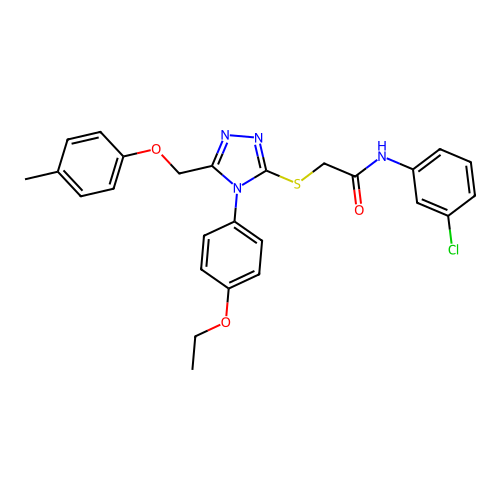 N-(3-chlorophenyl)-2-((4-(4-ethoxyphenyl)-5-((p-tolyloxy)methyl)-4H-1,2,4-triazol-3-yl)thio)acetamide structure