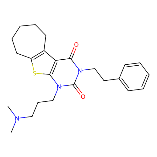 1-(3-(dimethylamino)propyl)-3-phenethyl-6,7,8,9-tetrahydro-1H-cyclohepta[4,5]thieno[2,3-d]pyrimidine-2,4(3H,5H)-dione structure