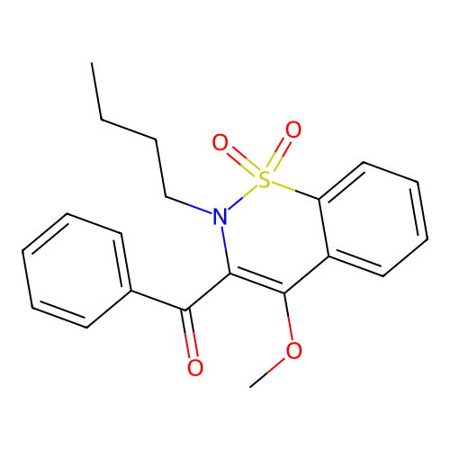 (2-butyl-4-methoxy-1,1-dioxido-2H-1,2-benzothiazin-3-yl)(phenyl)methanone structure
