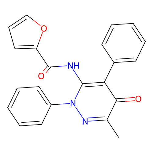 N-(6-methyl-5-oxo-2,4-diphenyl-2,5-dihydropyridazin-3-yl)furan-2-carboxamide structure