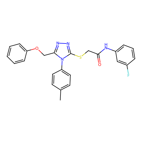 N-(3-fluorophenyl)-2-[[4-(4-methylphenyl)-5-(phenoxymethyl)-1,2,4-triazol-3-yl]sulfanyl]acetamide structure