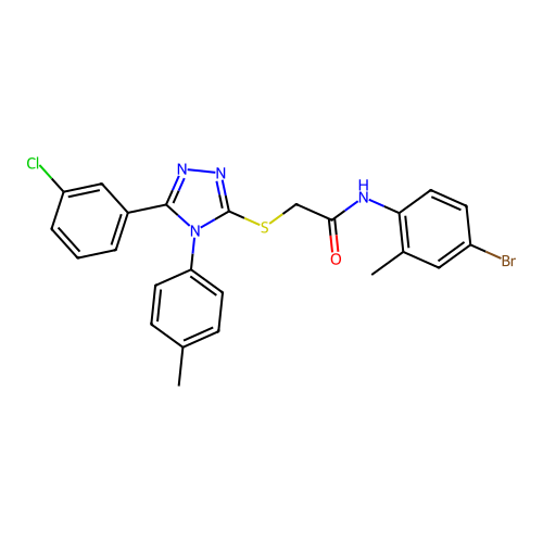 N-(4-bromo-2-methylphenyl)-2-{[5-(3-chlorophenyl)-4-(4-methylphenyl)-4H-1,2,4-triazol-3-yl]sulfanyl}acetamide structure