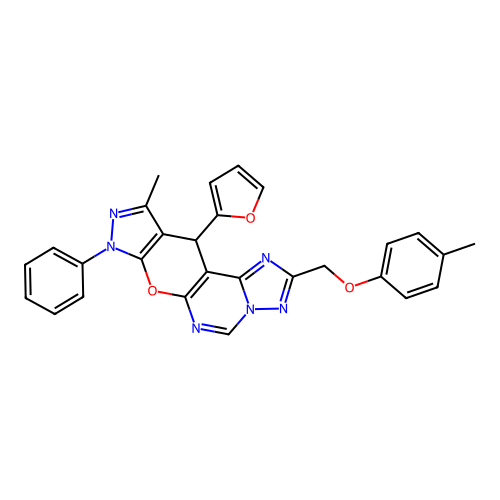 [11-(2-FURYL)-10-METHYL-8-PHENYL-8,11-DIHYDROPYRAZOLO[4',3':5,6]PYRANO[3,2-E][1,2,4]TRIAZOLO[1,5-C]PYRIMIDIN-2-YL]METHYL (4-METHYLPHENYL) ETHER structure