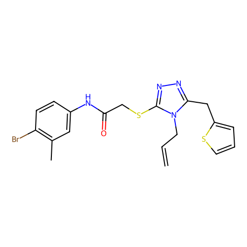 2-((4-allyl-5-(thiophen-2-ylmethyl)-4H-1,2,4-triazol-3-yl)thio)-N-(4-bromo-3-methylphenyl)acetamide structure