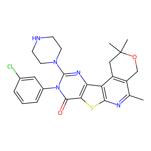 9-(3-Chloro-phenyl)-2,2,5-trimethyl-10-piperazin-1-yl-1,4-dihydro-2H,9H-3-oxa-7-thia-6,9,11-triaza-ben zo[c]fluoren-8-one structure