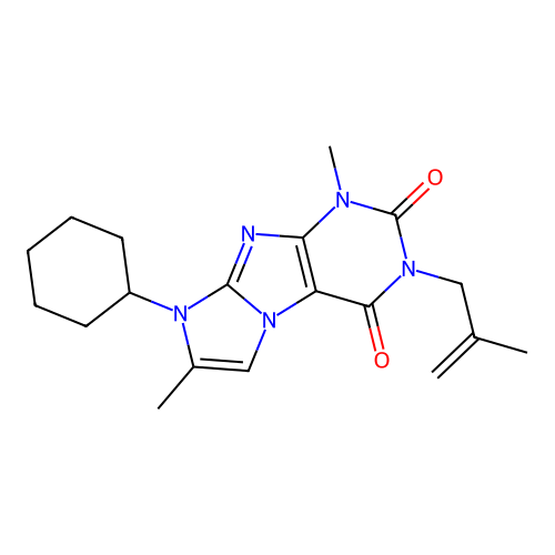 6-cyclohexyl-4,7-dimethyl-2-(2-methylprop-2-enyl)purino[7,8-a]imidazole-1,3-dione structure