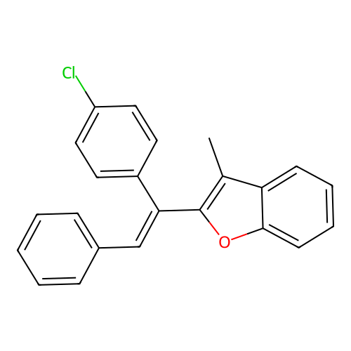 Benzofuran, 2-(1-(4-chlorophenyl)-2-phenylethenyl)-3-methyl-, (E)- structure