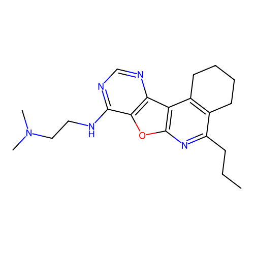 N,N-dimethyl-N'-(5-propyl-1,2,3,4-tetrahydropyrimido[4',5':4,5]furo[2,3-c]isoquinolin-8-yl)ethane-1,2-diamine structure